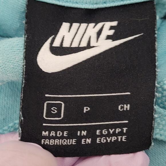 NIKE Swoosh All-Over-Print Hoodie Small 21x24 Blue Baggy Crop - Picture 5 of 15